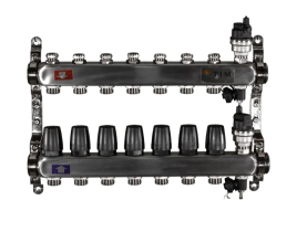 Коллекторная группа без расходомеров и кранов 1"-3/4", 7 хода , нерж, (КВАДРАТ) TIM 